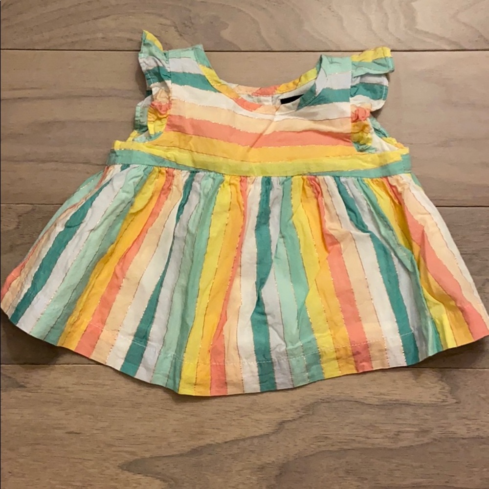 Baby Gap rainbow tunic top with rose gold accent